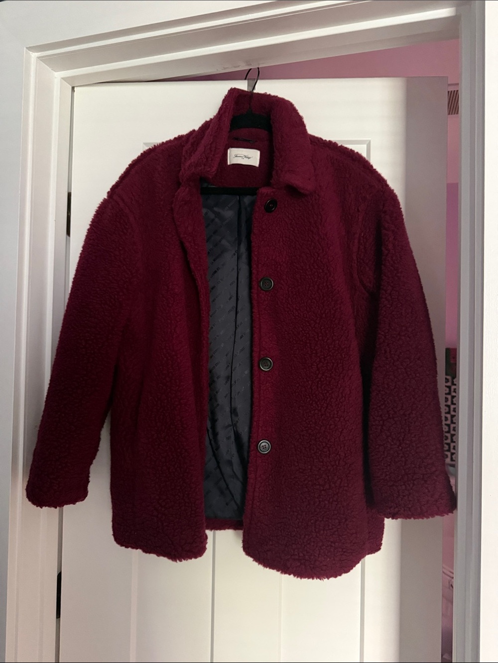 American Vintage Women’s Burgundy Teddy Coat